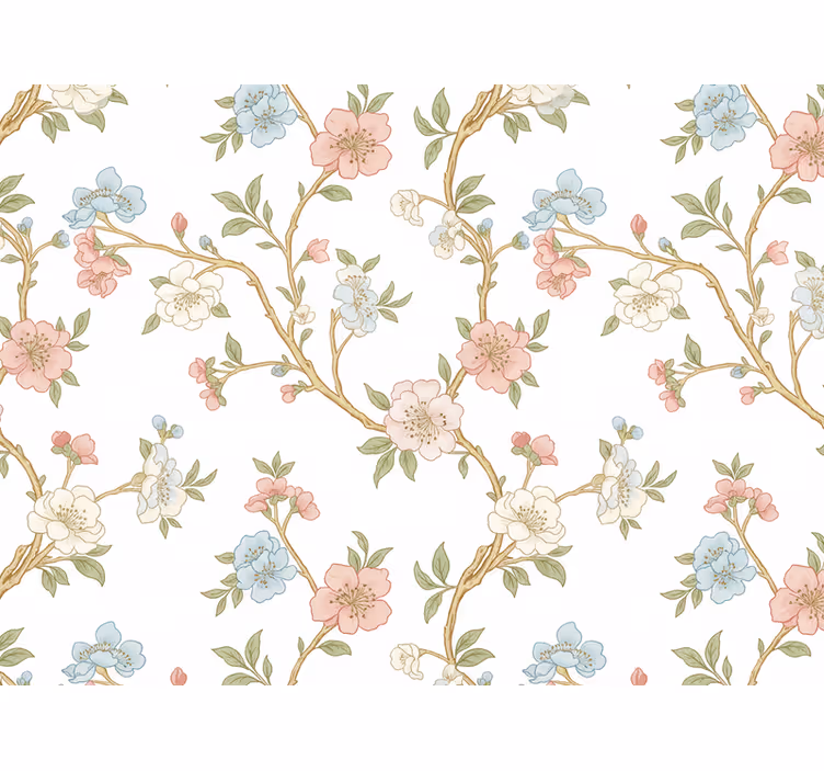 Blomster tapet blomstrende grene stil - TenStickers