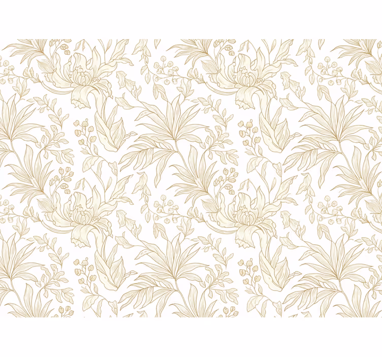 Tapet blade i floral beige jungle design - TenStickers