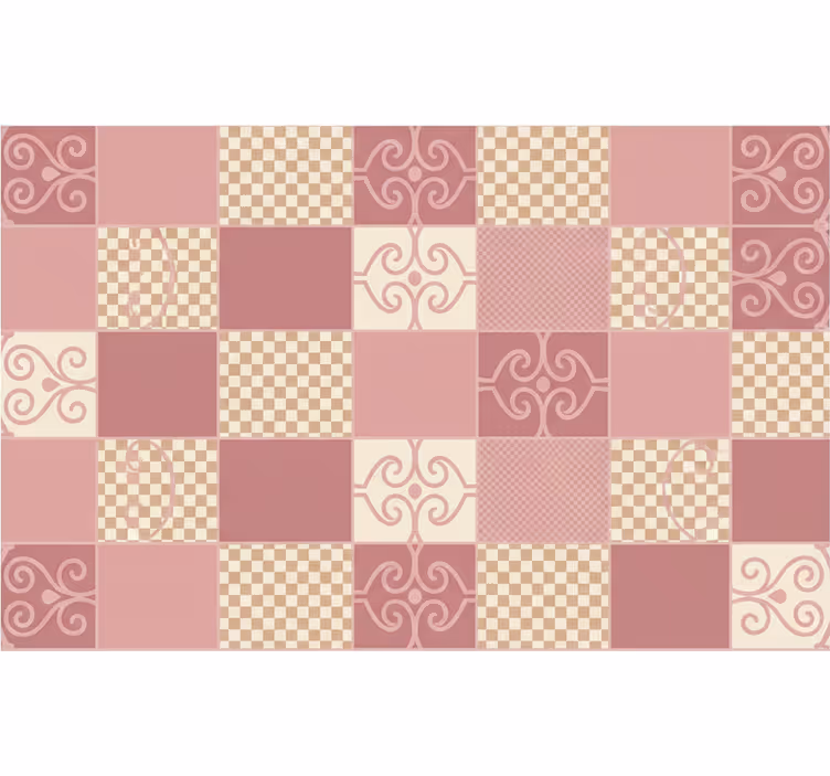 Geometrisk tapet vintage ternet design pink - TenStickers