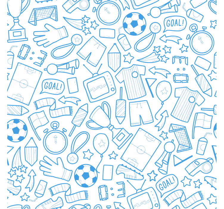 Blå tapet fodbold tegneserie sæt illustration - TenStickers