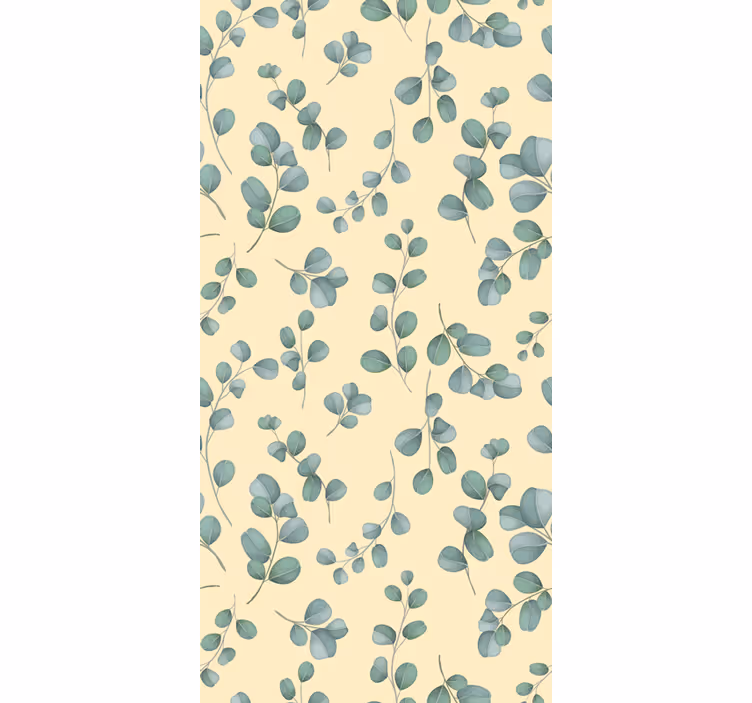 Beige tapet med mønster af eucalyptusblade - TenStickers