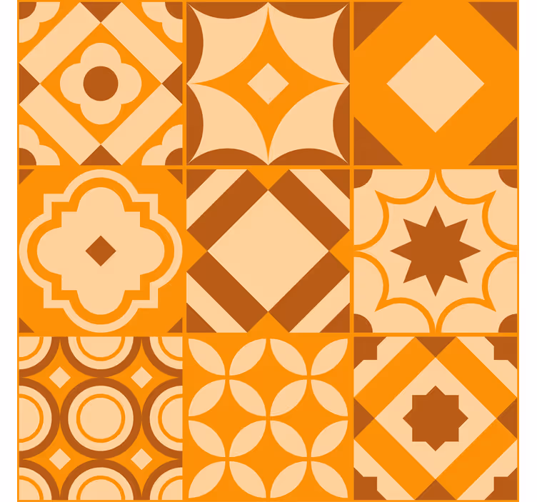 Orange tapet med rustikke fliser - TenStickers