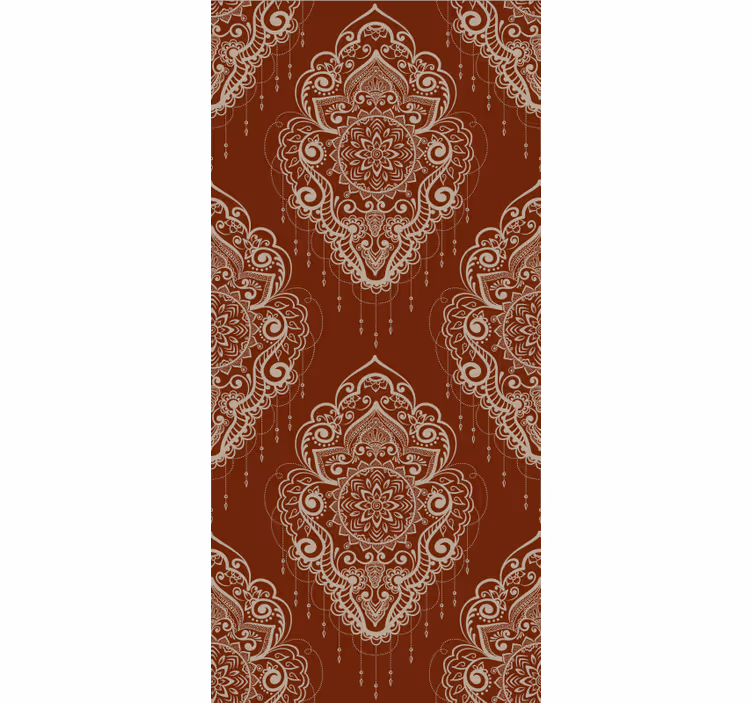 Rød tapet med elegante mehndi ornamenter - TenStickers