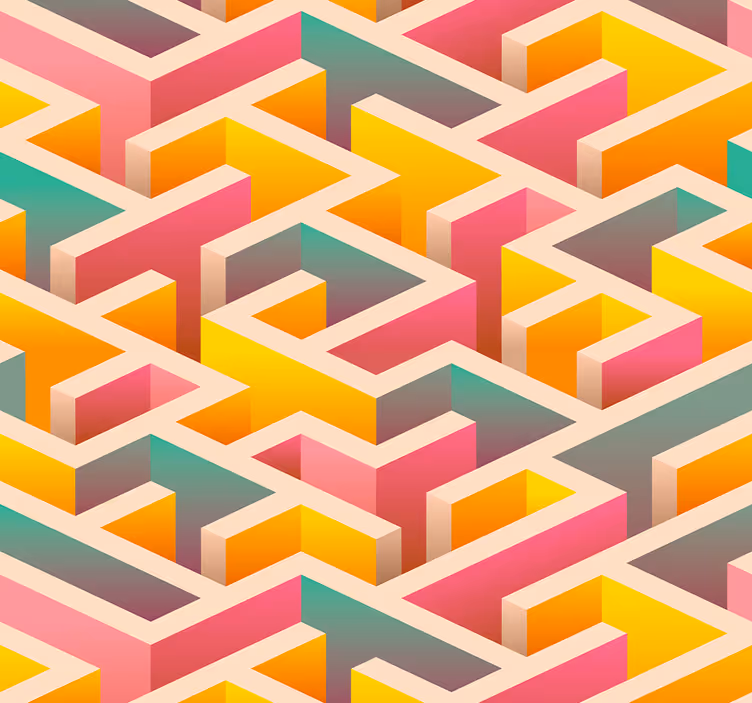 Geometrisk labyrint tapet til stue - TenStickers