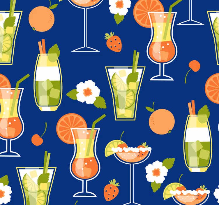 Vintage cocktails køkken tapet - TenStickers