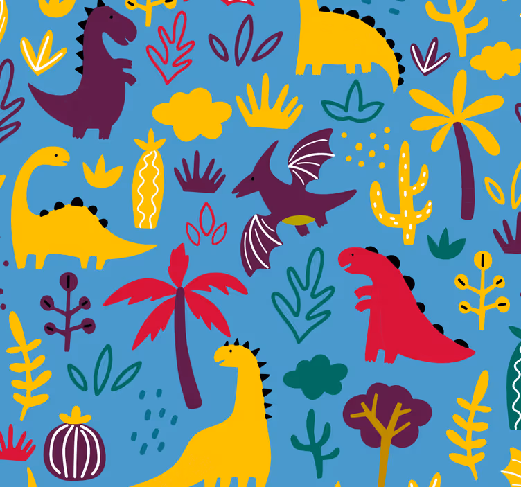 Soveværelse tapet glade dinosaurier - TenStickers
