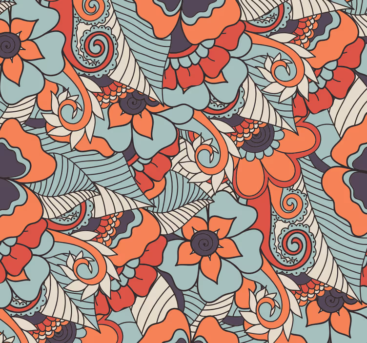 Stue tapet blomster paisley - TenStickers
