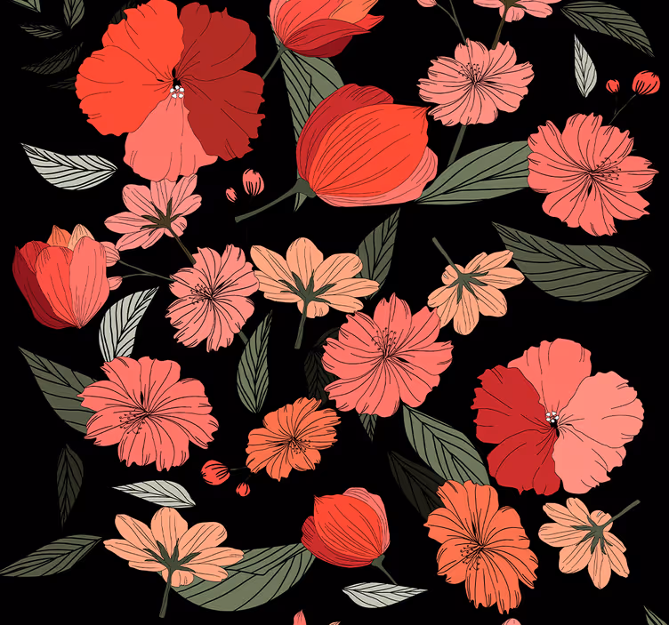 Rose tulipaner blomster tapet - TenStickers