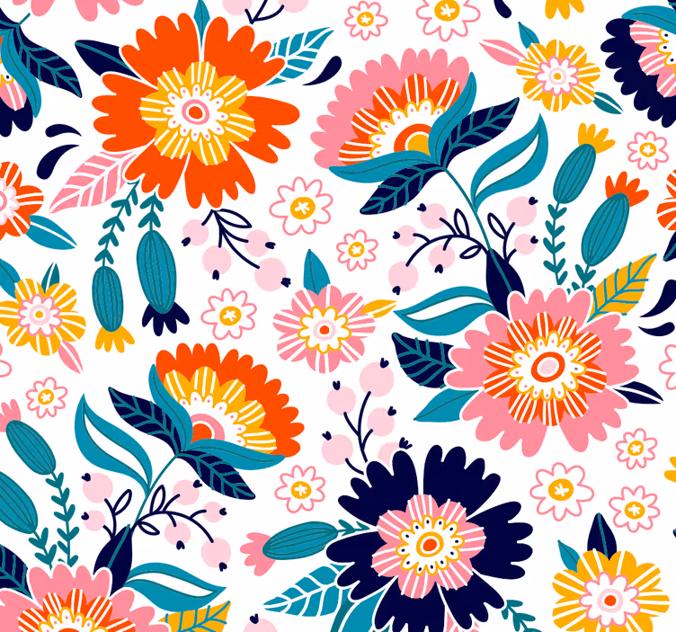 Romantiske blomster dekorative tapet - TenStickers