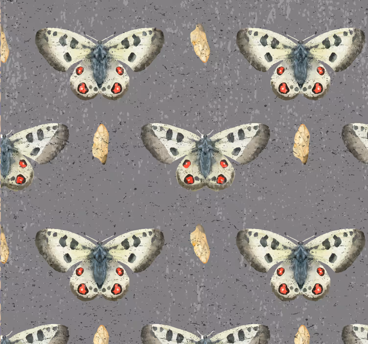 Sommerfugle og beton tekstureret tapet - TenStickers