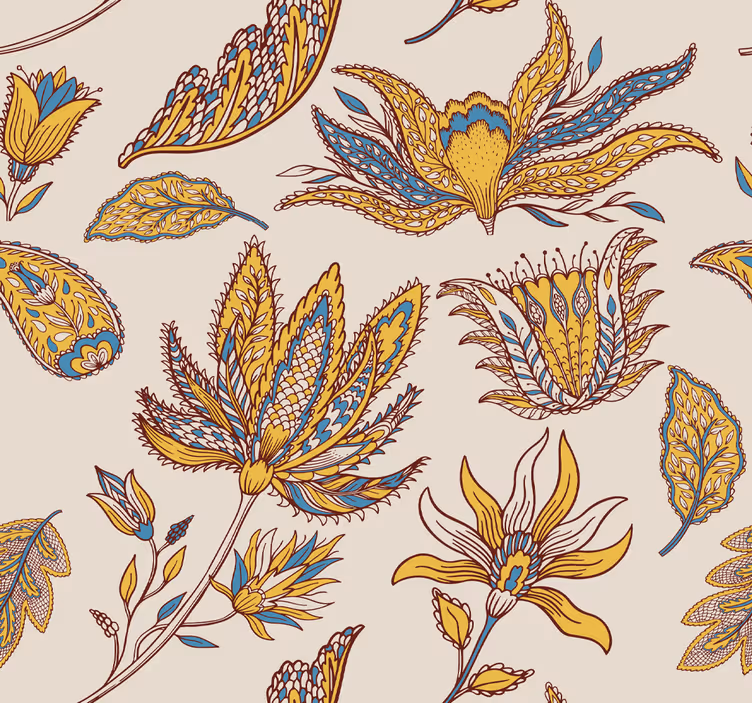 Paisley blomster sæt dekorative tapet - TenStickers