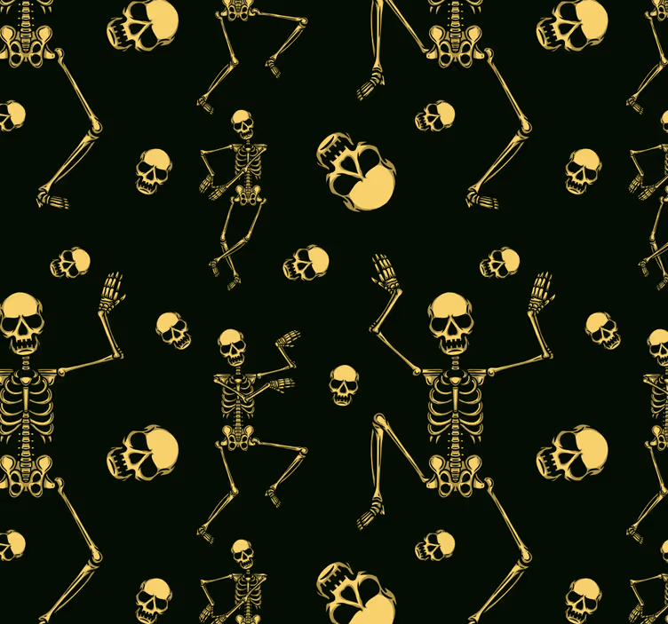Sjove skeletter, der danser hvidt tapet - TenStickers