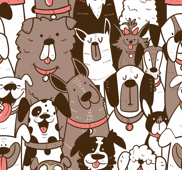 Hund ansigter stue tapet - TenStickers