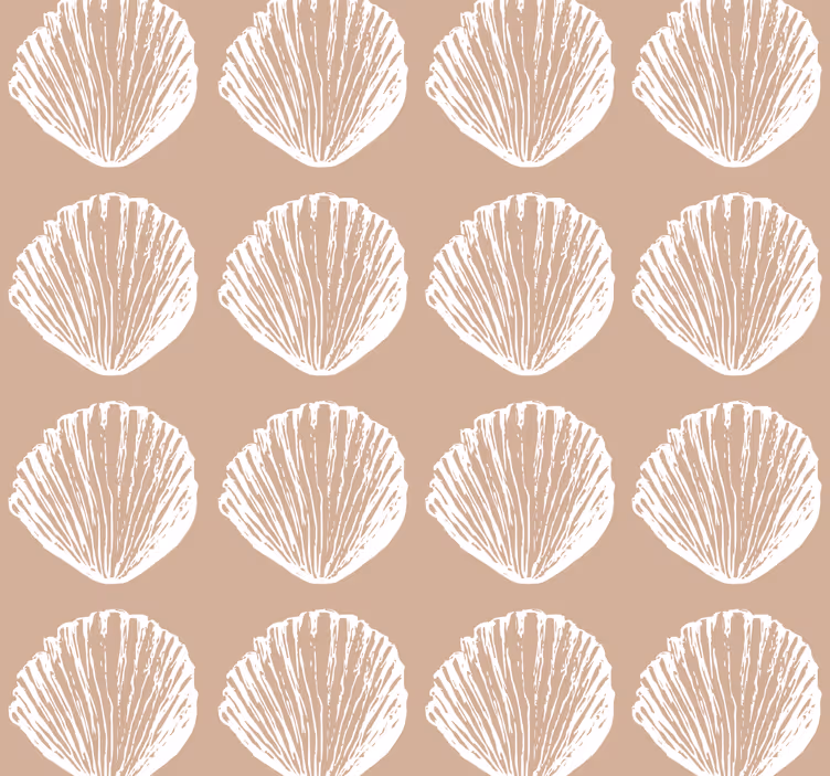 Retro muslingeskal mønster beige shell tapet - TenStickers