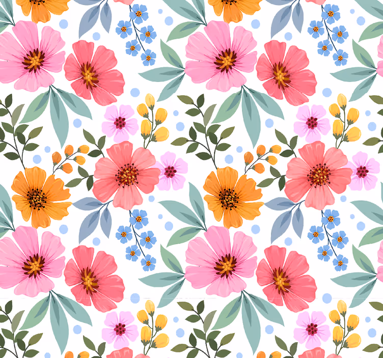 Lille farverigt mønster blomster tapet - TenStickers