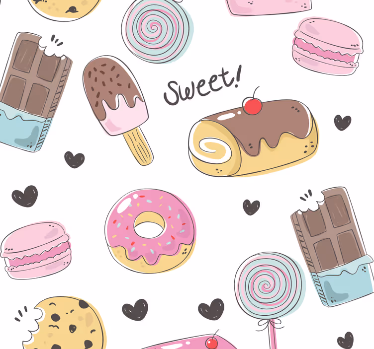 Dessert tema køkken tapet - TenStickers