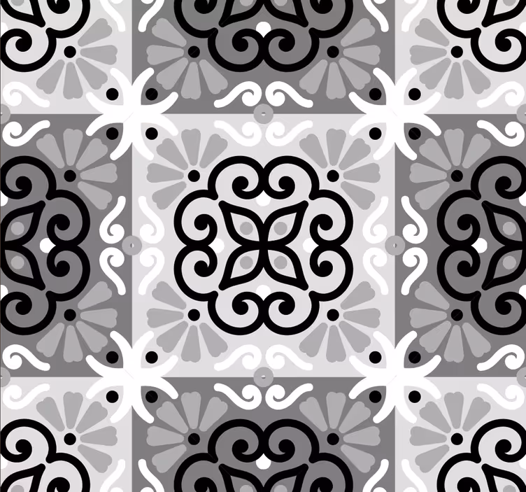 Sort ornament dekorativ tapet - TenStickers