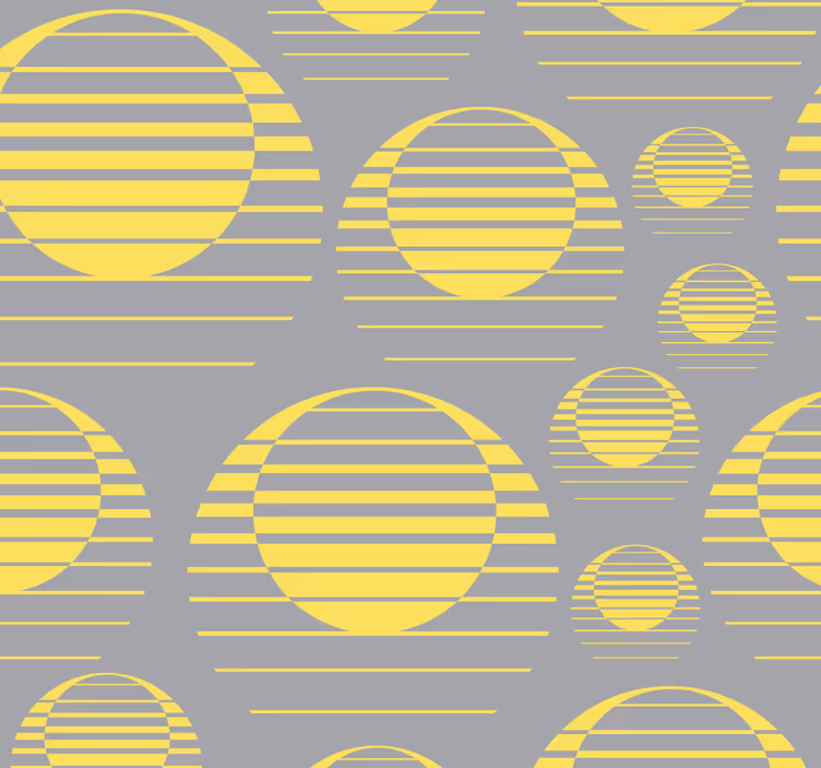 Retro sol tegne grå gul abstrakt tapet - TenStickers