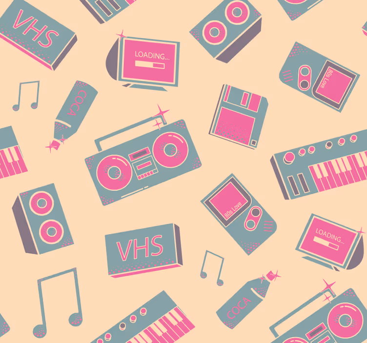 Retro musik mønster antik tapet - TenStickers
