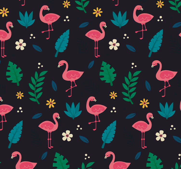 Flamingo og blade vintage tapet - TenStickers