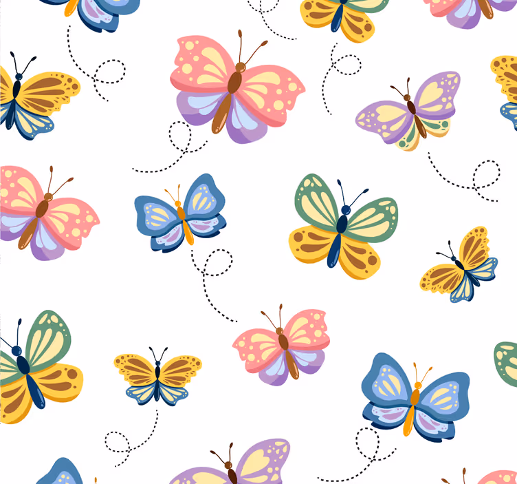 Flerfarvede sommerfugle sommerfugletapet - TenStickers