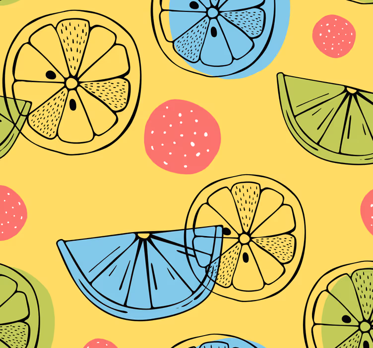 Farverige citrusfrugter tapet til køkken - TenStickers