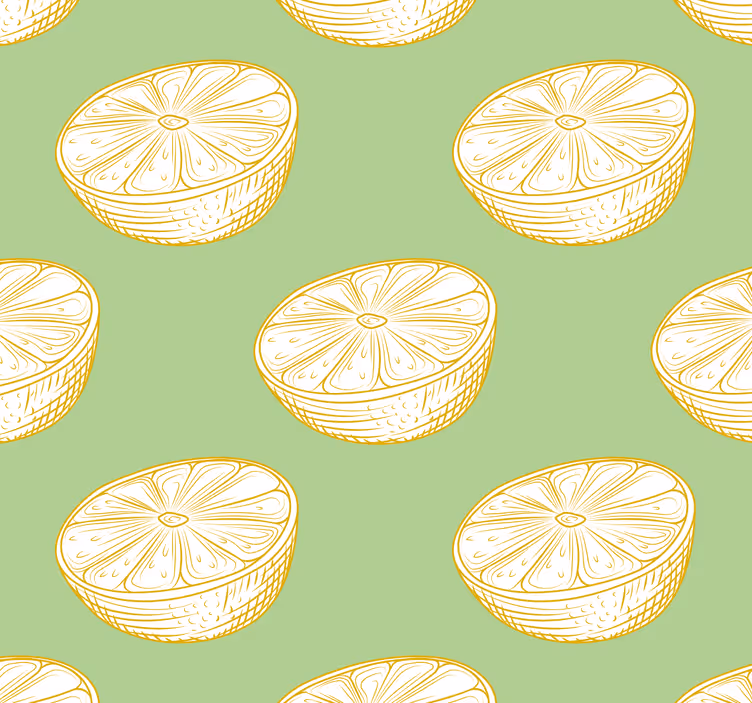 Håndtegnet gul citron citrus tapet - TenStickers