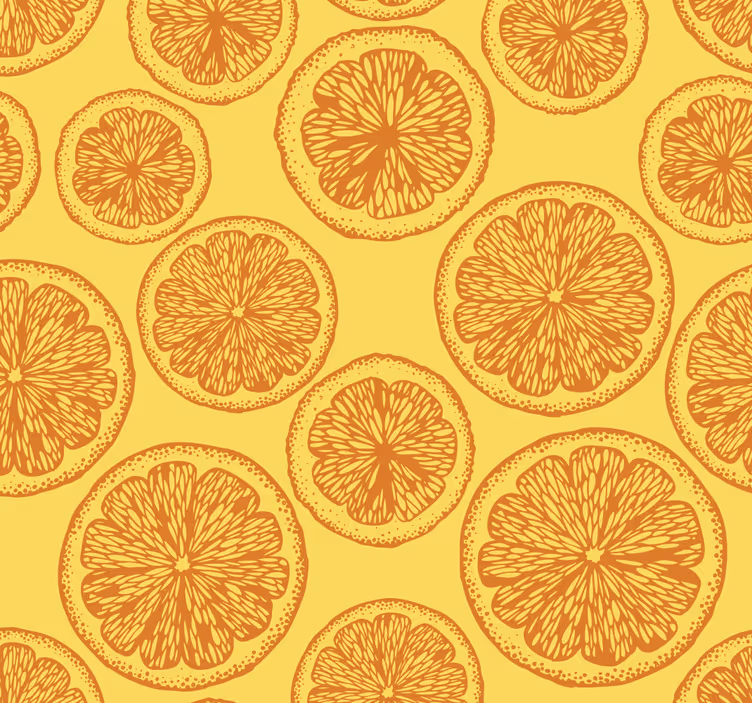 Orange hånd tegne mønster citrus tapet - TenStickers