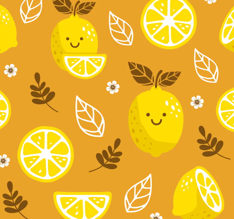 Smilende citroner citrus tapet - TenStickers