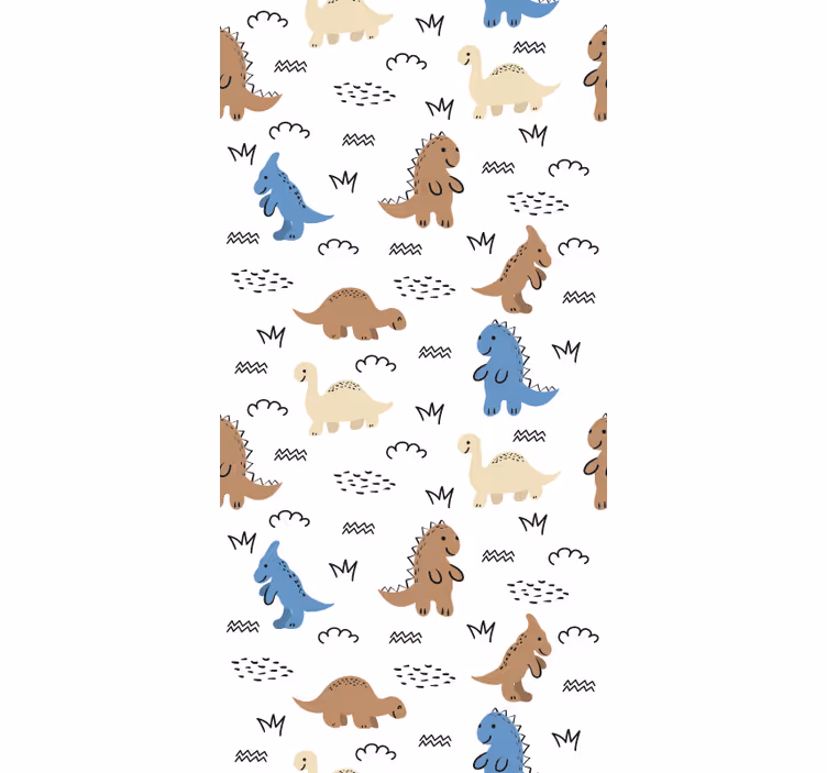 Glade blå og brune dinos børnetapet - TenStickers