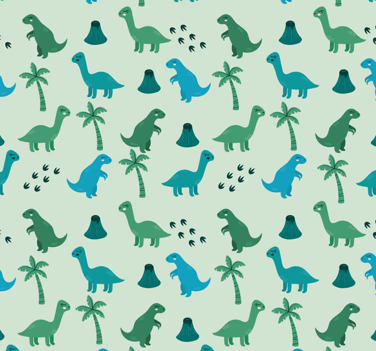 Grønne dinosaurer børnetapet - TenStickers
