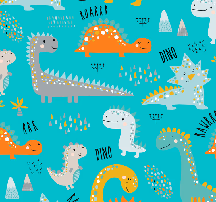 Dinosaurer med brølende tekst i børnehaven - TenStickers