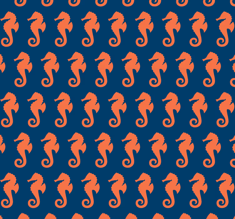 Orange søhest mønster hav liv tapet - TenStickers