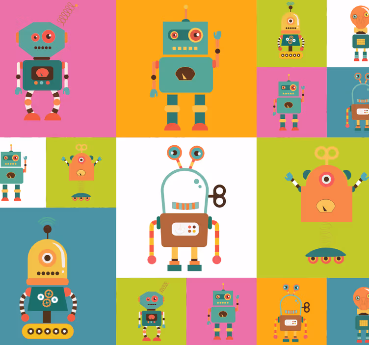 Sjove robotter tapet til børn - TenStickers