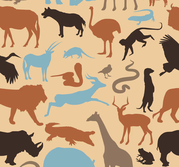 Silhuet safari dyr tapet - TenStickers