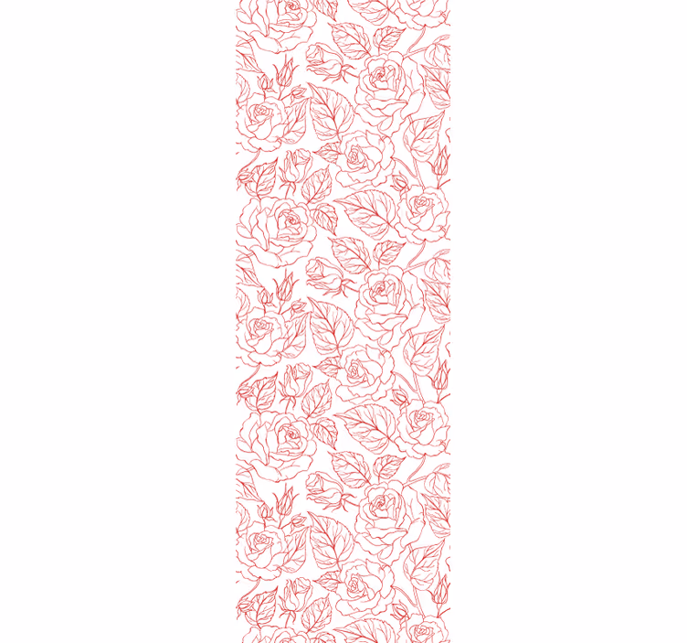 Rød silhuet roser blomst tapet - TenStickers