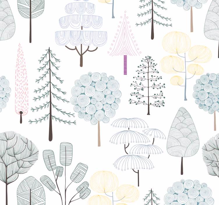 Botaniske illustrationer natur tapet - TenStickers