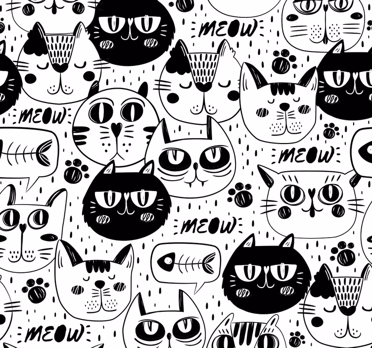 Sorte og hvide katte teenage tapet - TenStickers