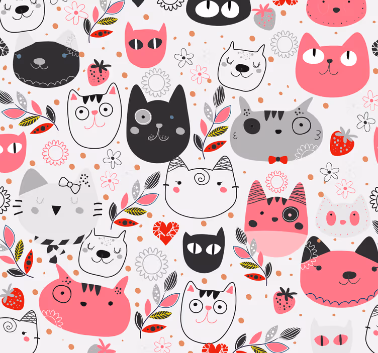 Legende kattemotiver katte tapet - TenStickers