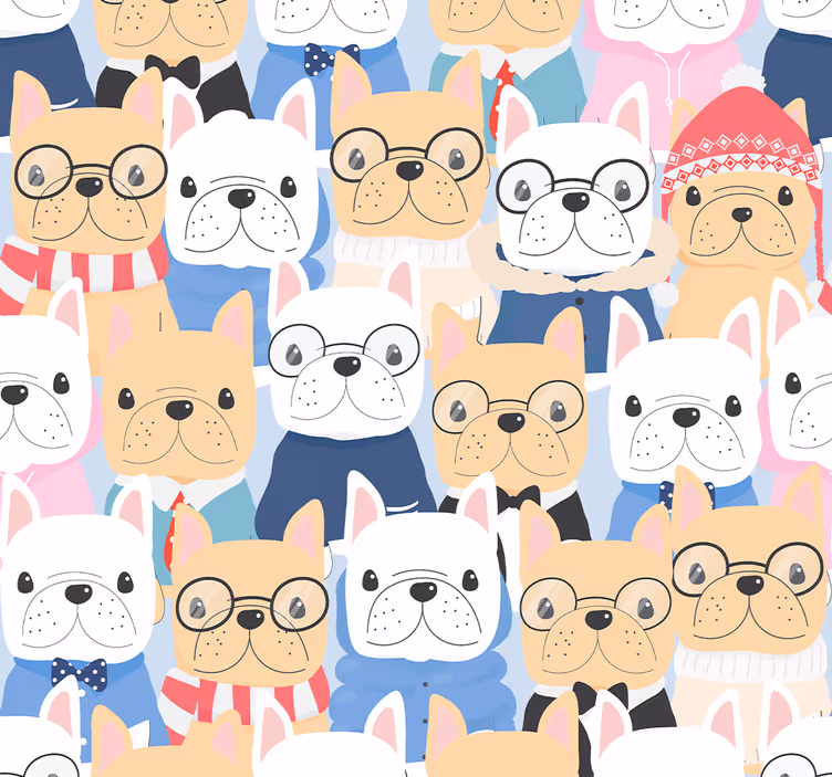 Bulldog hvalpe tapet med hunde - TenStickers