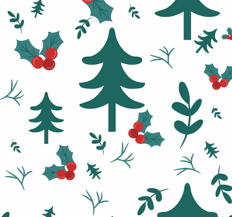 Festligt træmønster juletapet - TenStickers
