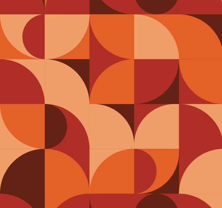 Retro print rød abstrakt tapet - TenStickers
