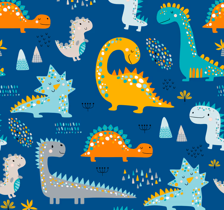 Dinosaur mønster dinosaur tapet - TenStickers
