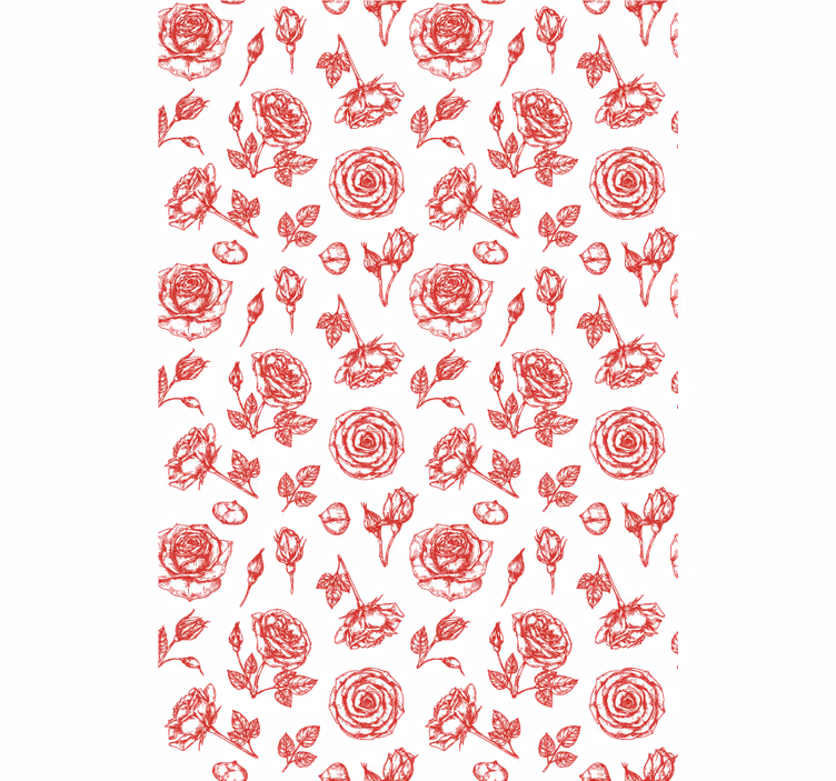 Skitseret blomstermønster blomster tapet - TenStickers