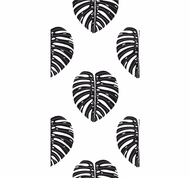 Monstera blad sort tapet - TenStickers