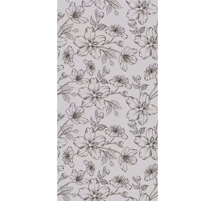 Blomsterskitse elegance blomster tapet - TenStickers