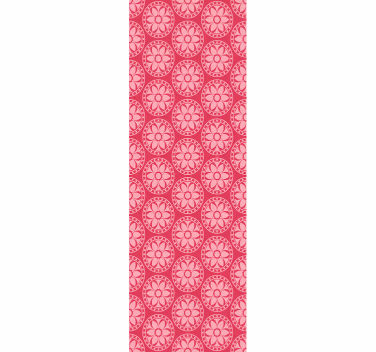 Geometrisk blomstermotiv lyserød tapet - TenStickers