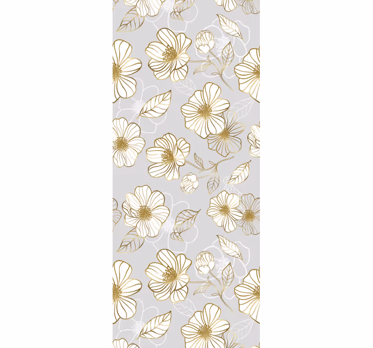 Guld blomstermønster blomstret tapet - TenStickers