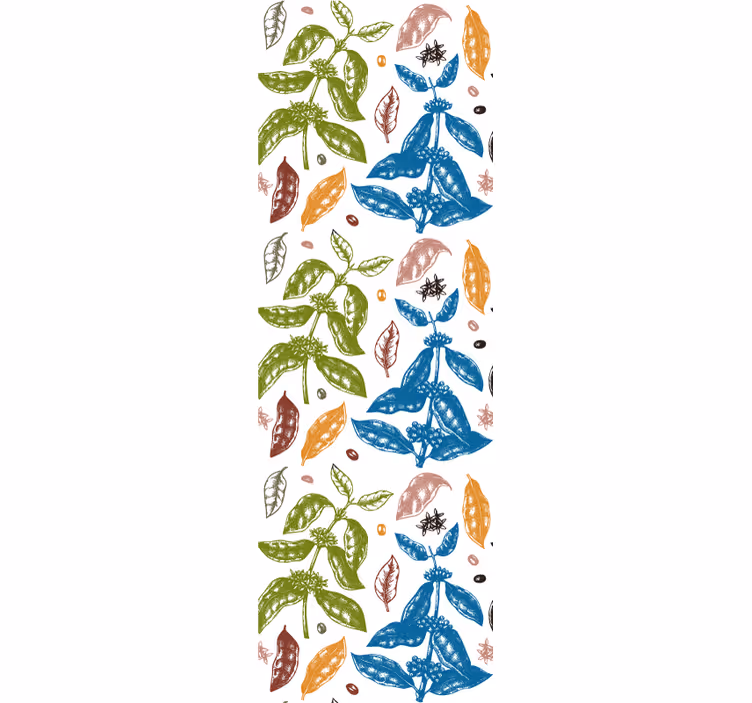Botanisk tryk tapet blade - TenStickers