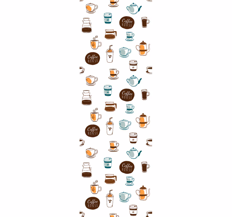 Kaffe motiv illustration tapet køkken - TenStickers